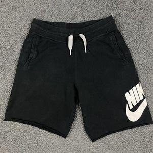 Nike Shorts Adult Medium Black White Swoosh Athletic Gym Workout Mens 30x9.5
